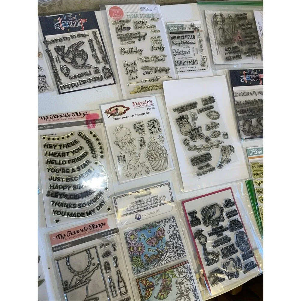 HUGE Mixed Lot of Clear Stamps For Crafting ANIMALS WORDS ETC